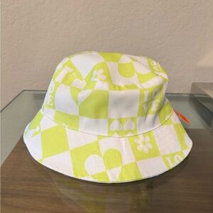 Lime Green and White Bucket Hat